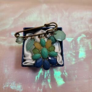 Blue Floral Brooch Pin